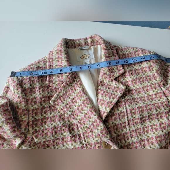 Talbots Wool Blend Tweed Blazer Italian Fabric Size 8 Pink - Picture 13 of 13